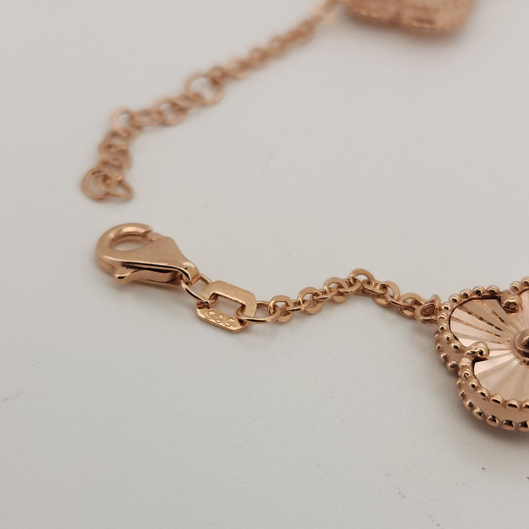 14k Rose Gold All Gold Flowers Bracelet 8"