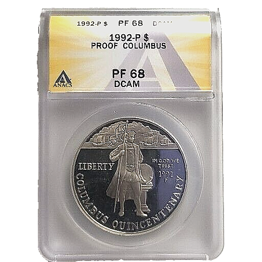 1992-P Silver Dollar Proof Columbus PF 68 DCAM