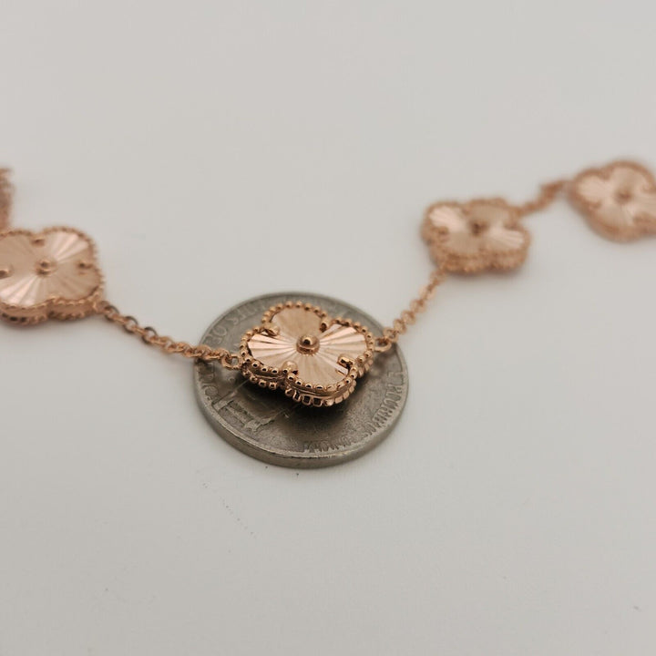 14k Rose Gold All Gold Flowers Bracelet 8"