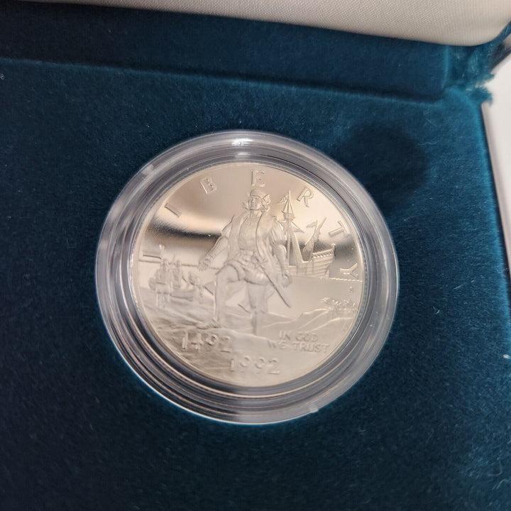 1992 Columbus Quincentenary Proof  US Mint Silver Dollar BU Coin With Box