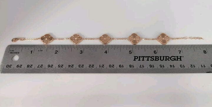14k Rose Gold All Gold Flowers Bracelet 8"