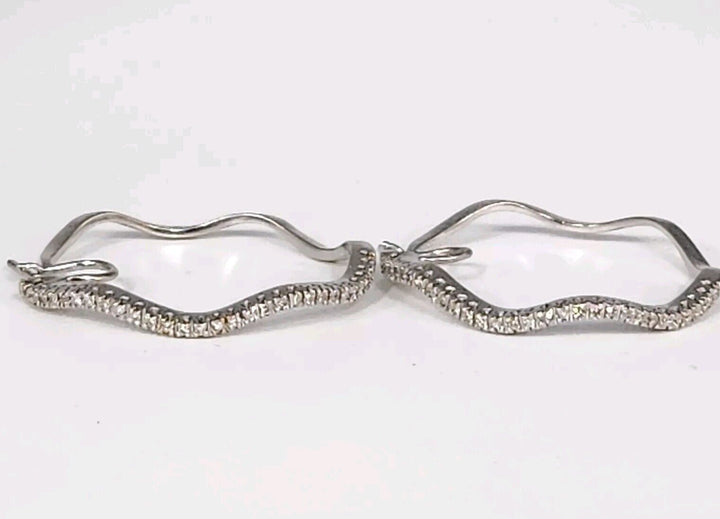 18k White Gold Diamonds Hoop Earrings