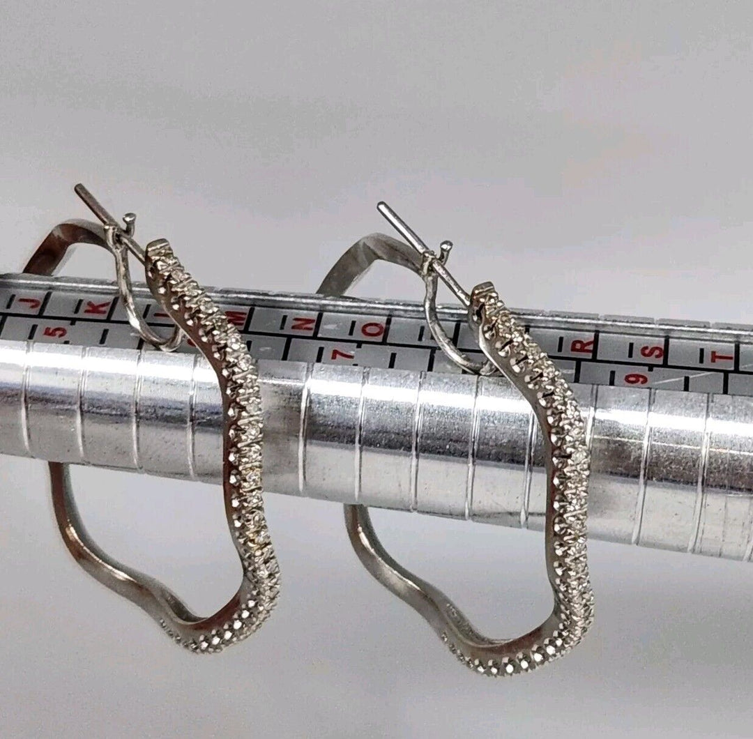 18k White Gold Diamonds Hoop Earrings