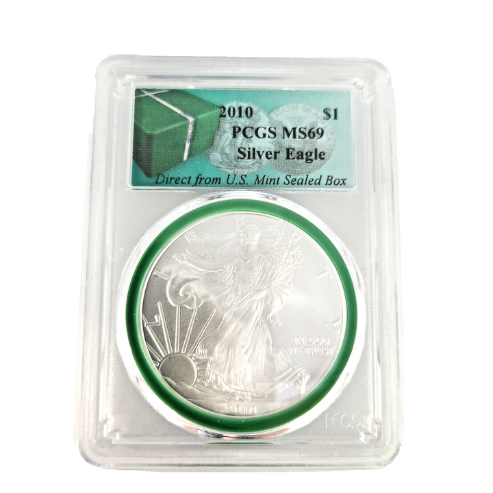 2010 American Silver Eagle Pcgs Ms69 Direct From Sealed Box Green Label ASE