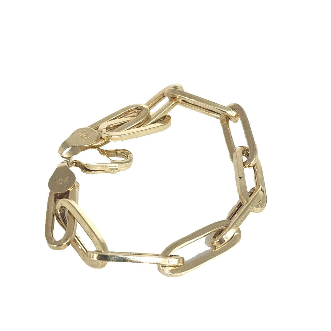 10k Yellow Gold Paper Clip Bracelet 7"