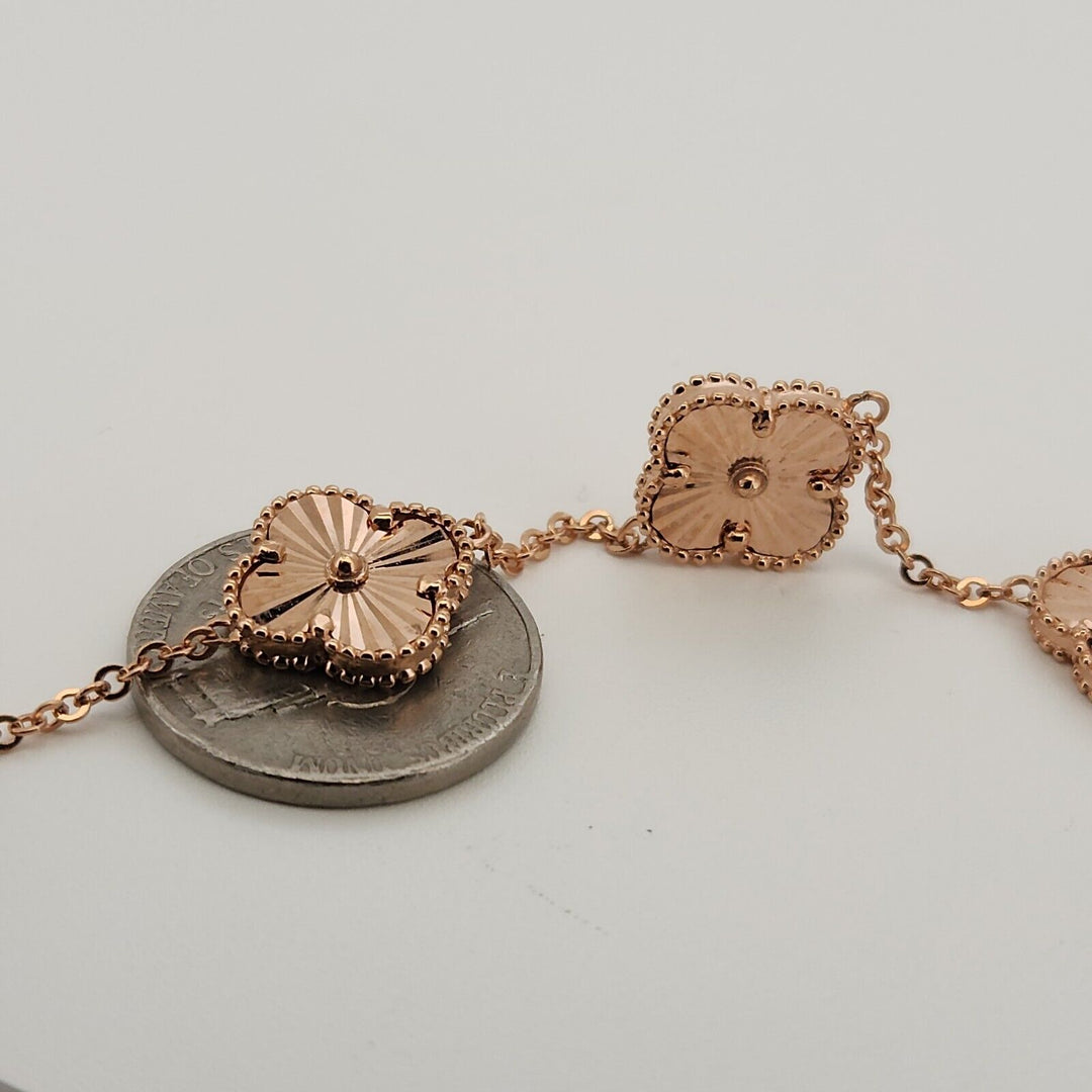 14k Rose Gold All Gold Flowers Bracelet 8"