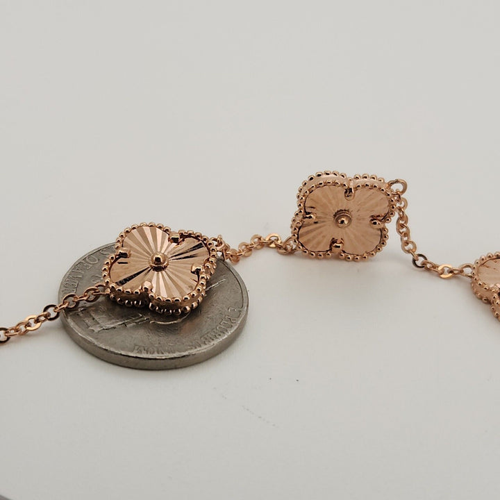 14k Rose Gold All Gold Flowers Bracelet 8"