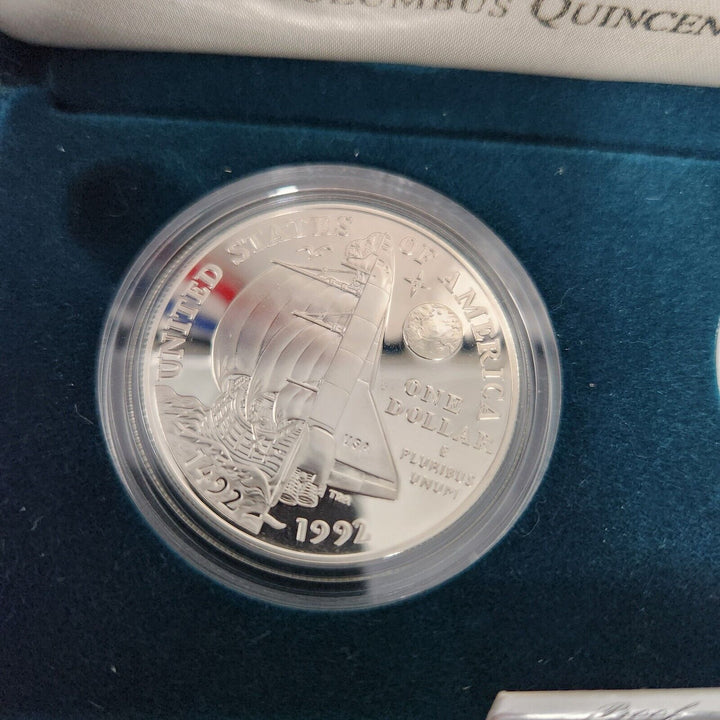 1992 Columbus Quincentenary Proof  US Mint Silver Dollar BU Coin With Box