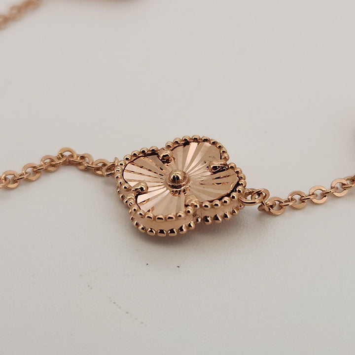 14k Rose Gold All Gold Flowers Bracelet 8"