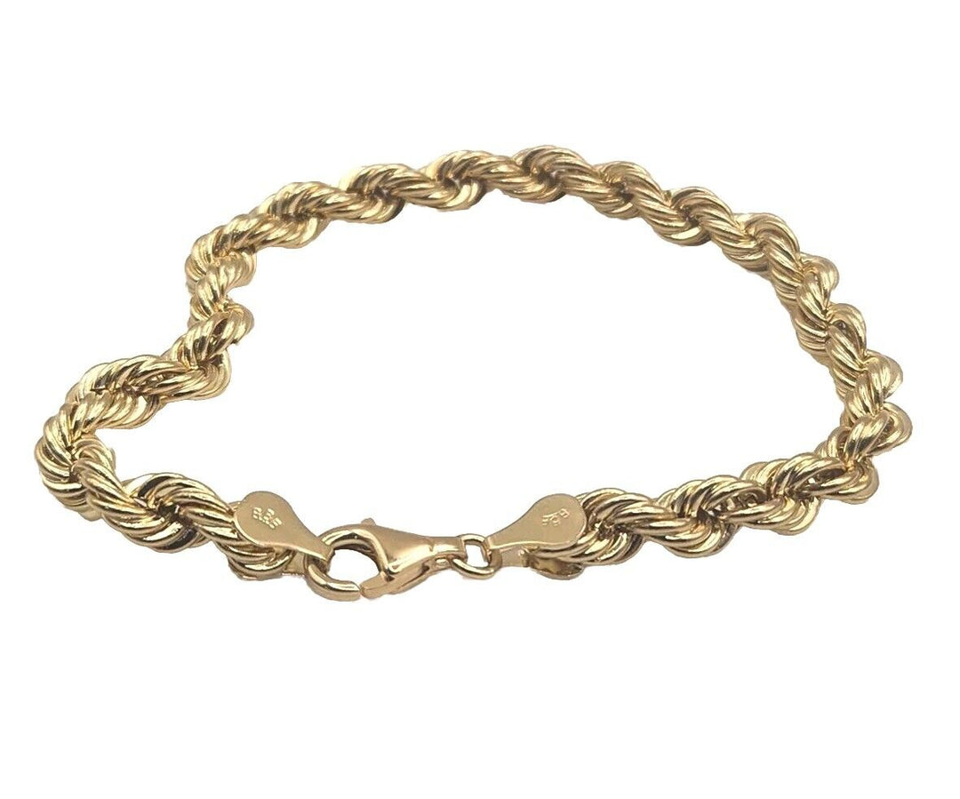 10k Yellow Gold Rope Chain Bracelet 8"