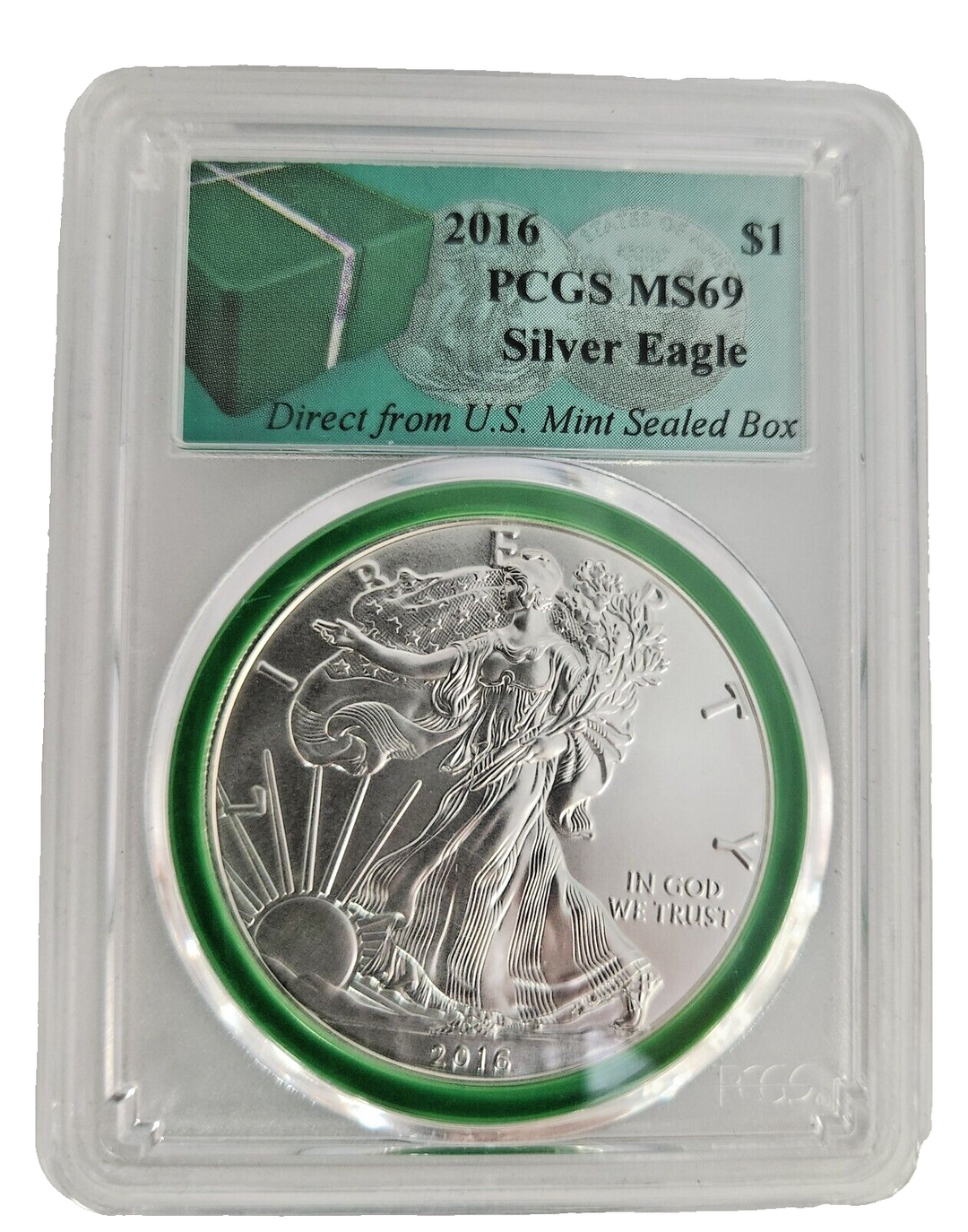 2016 American Eagle Silver Dollar PCGS MS69 Green Label US Mint Sealed Box