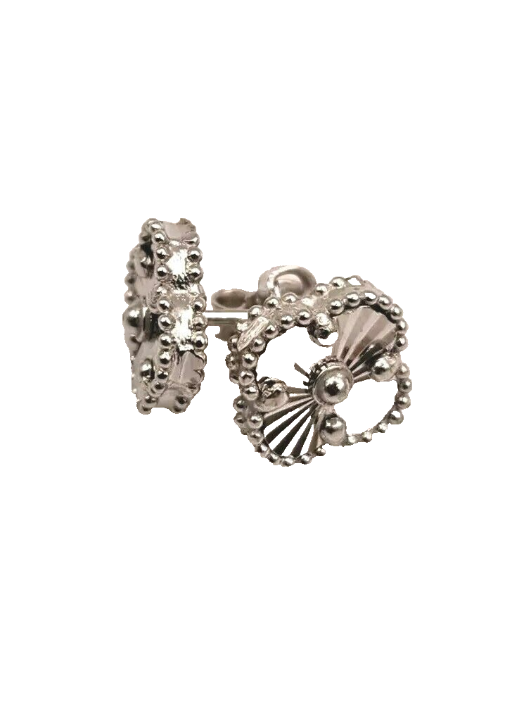 14k White Gold Flower Stud Earrings