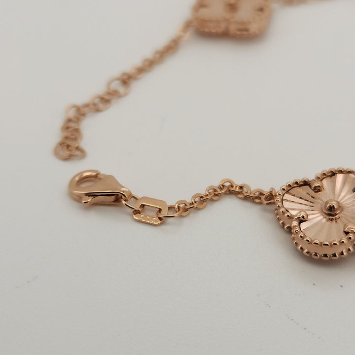 14k Rose Gold All Gold Flowers Bracelet 8"