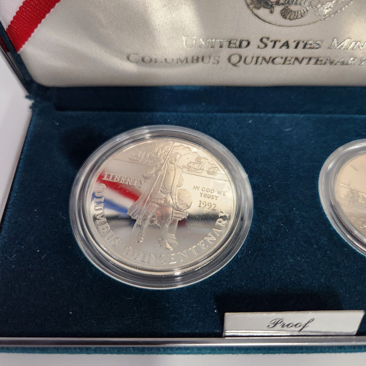 1992 Columbus Quincentenary Proof  US Mint Silver Dollar BU Coin With Box