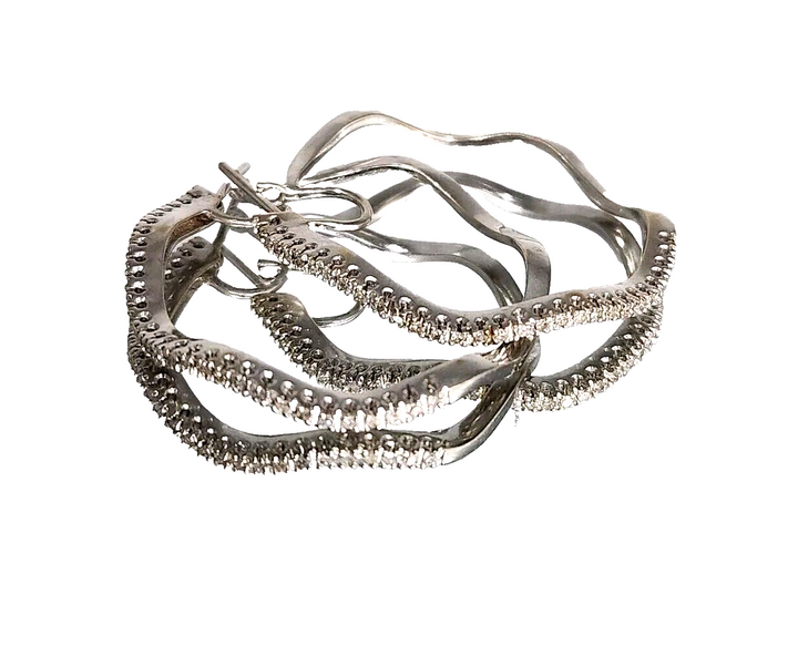 18k White Gold Diamonds Hoop Earrings