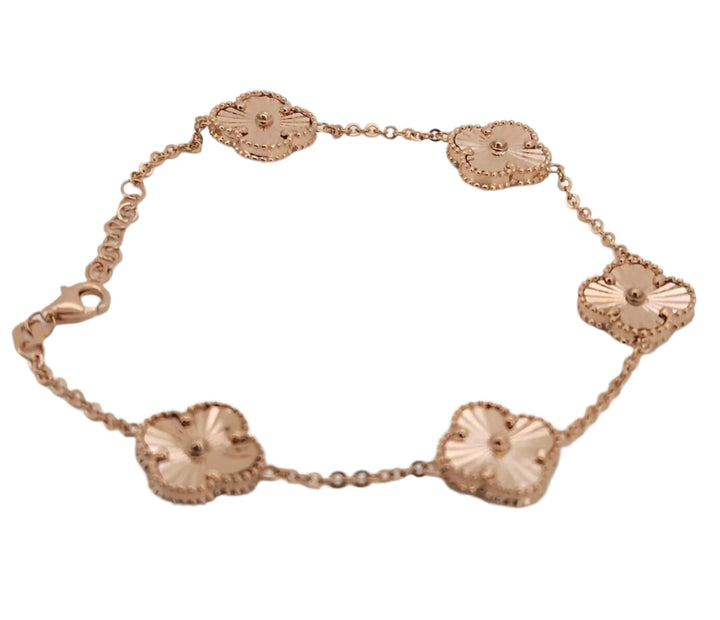14k Rose Gold All Gold Flowers Bracelet 8"