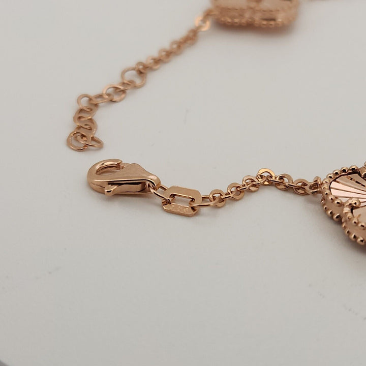 14k Rose Gold All Gold Flowers Bracelet 8"