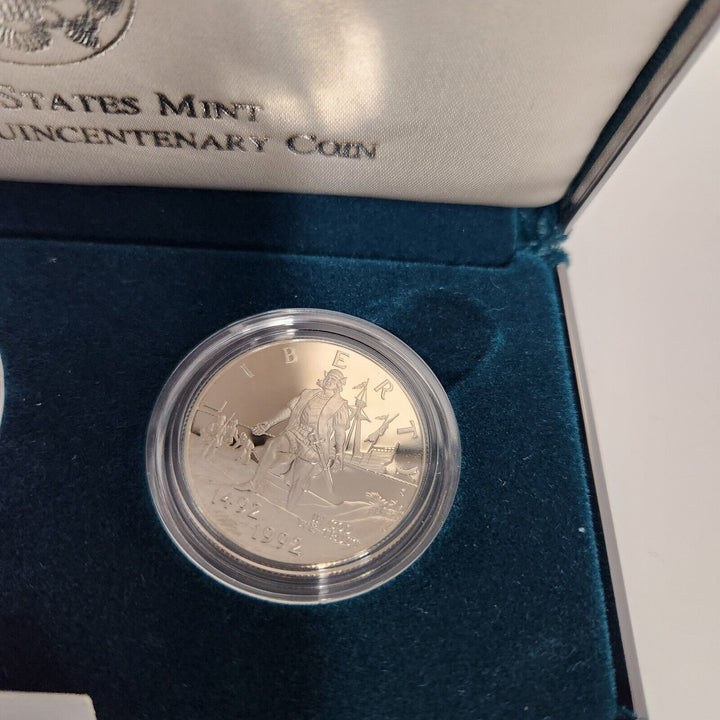 1992 Columbus Quincentenary Proof  US Mint Silver Dollar BU Coin With Box