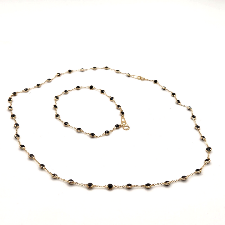 14k Yellow Gold Moon cut Shape  Set Necklace And Bracelet