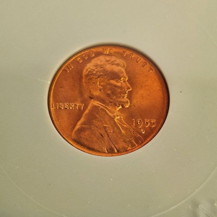 1955-D Lincoln Wheat Cent 1C, Red Gem Uncirculated BU