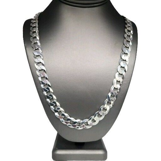 925 Sterling Silver Cuban Chain Necklace 26"