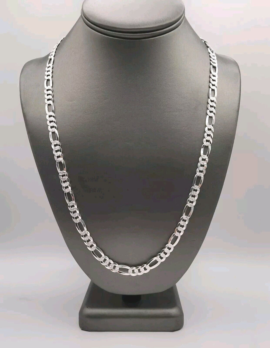 925 sterling silver figaro chain necklace 24" B