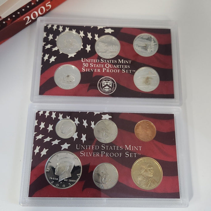 Collection Of 1999, 2000, 2003 And 2005 United States Mint Sliver Proof Set