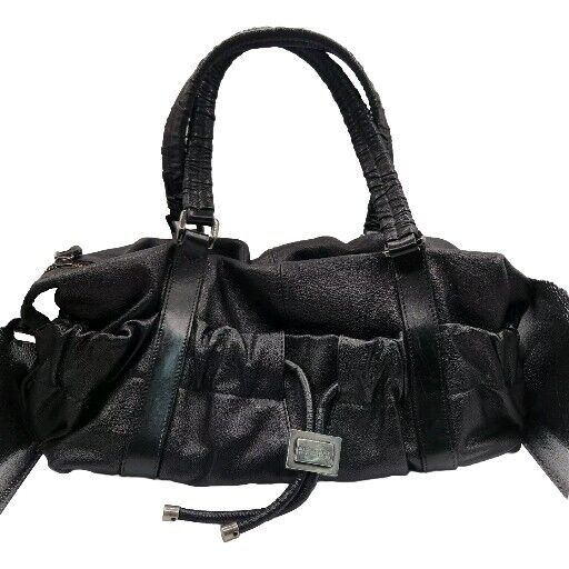 Authentic Burberry Black Leather Hobo Shoulder Bag