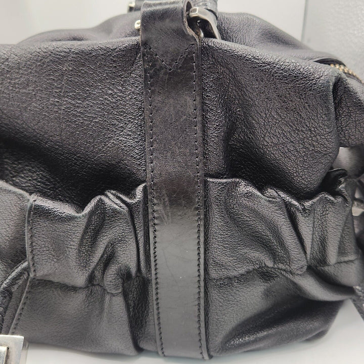 Authentic Burberry Black Leather Hobo Shoulder Bag