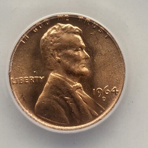 1964-D 1C RED LINCOLN WHEAT CENT PENNY COIN Memorial MS 65