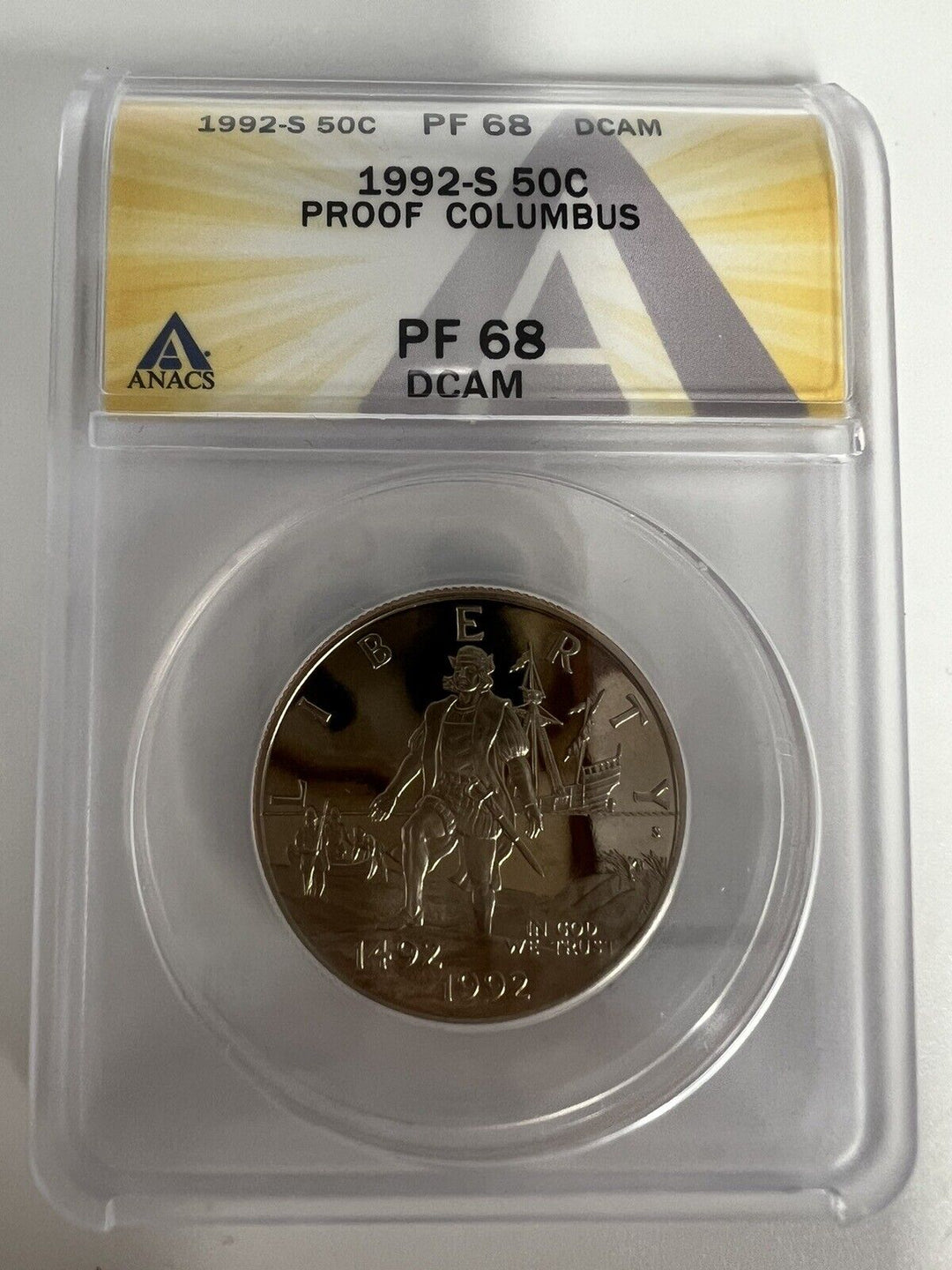 1992-S 50C Proof Columbus PF 68 DCAM