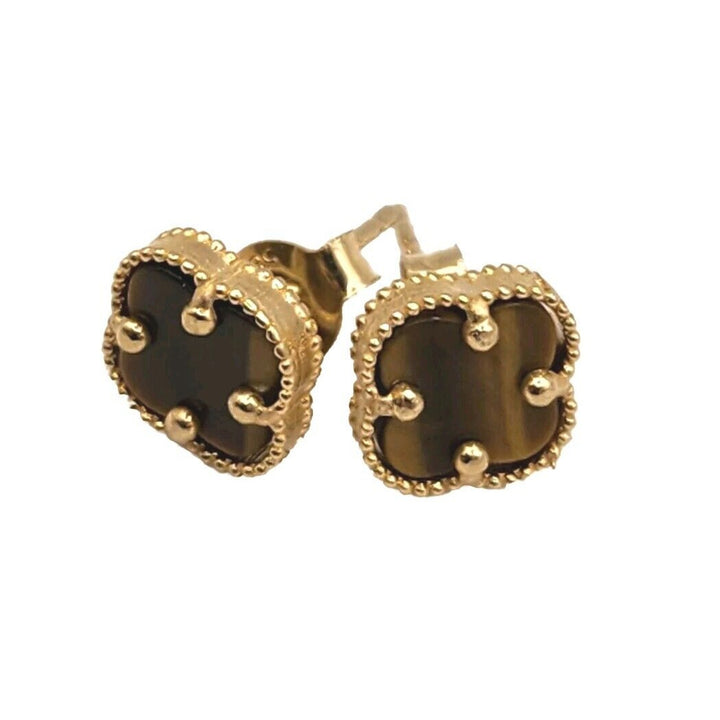 14k Yellow Gold Honey Color Flower Earrings