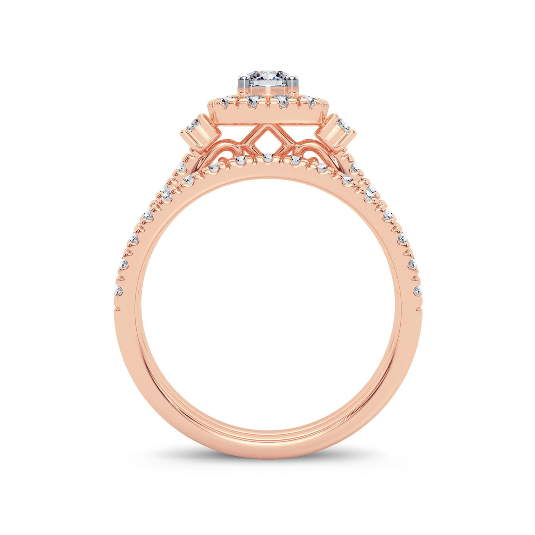 Romantic 14k Rose Gold Lab Diamond Bridal Ring (1CT)