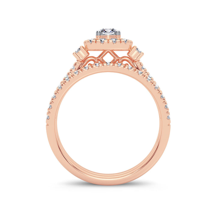 Romantic 14k Rose Gold Lab Diamond Bridal Ring (1CT)