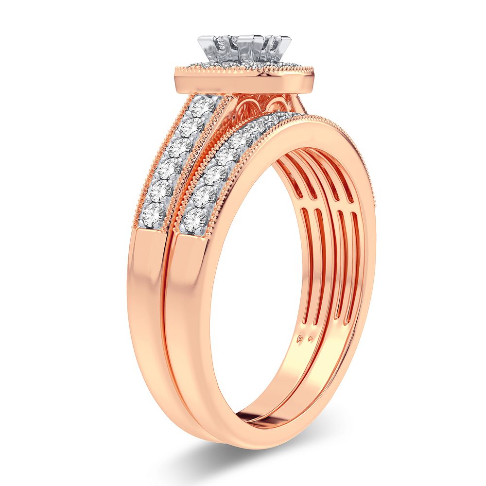 Romantic 14k Rose Gold Lab Diamond Bridal Ring (0.50CT)