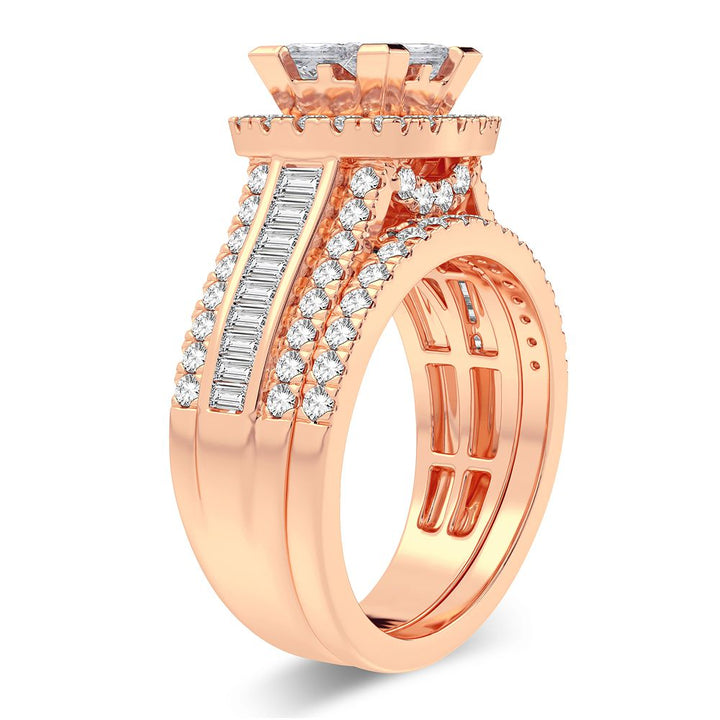 14k Rose Gold Lab Diamond Bridal Ring 2CT Romantic