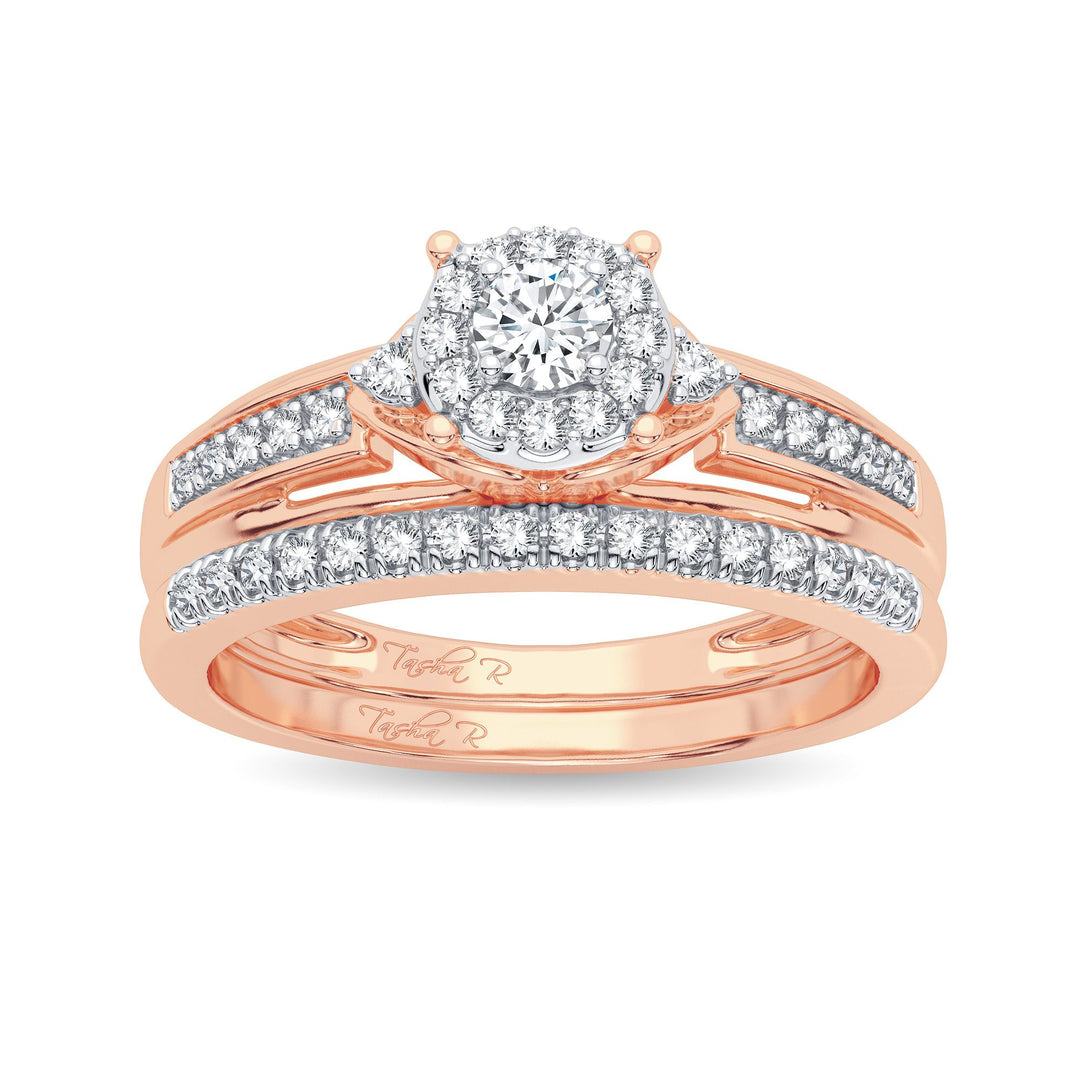 Romantic 14k Rose Gold Lab Diamond Bridal Ring (0.33CT)