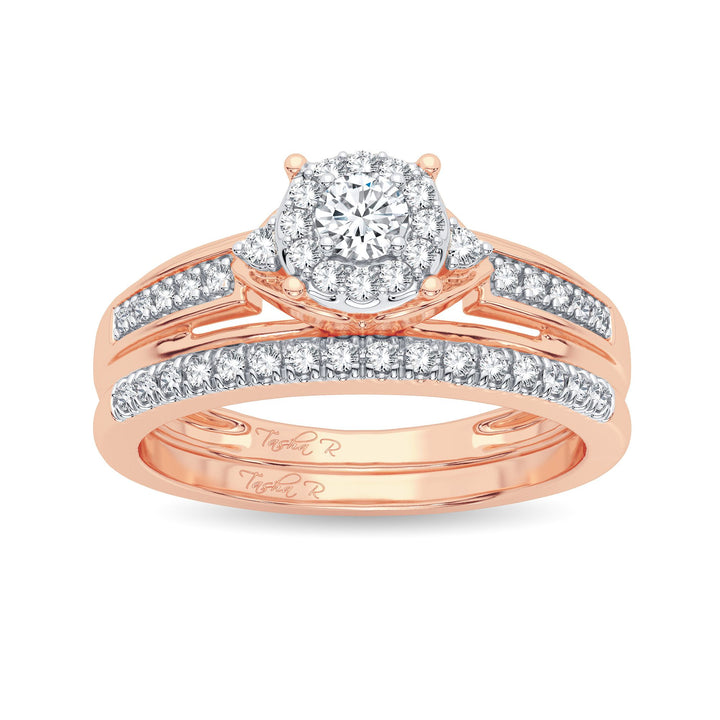 Romantic 14k Rose Gold Lab Diamond Bridal Ring (0.33CT)