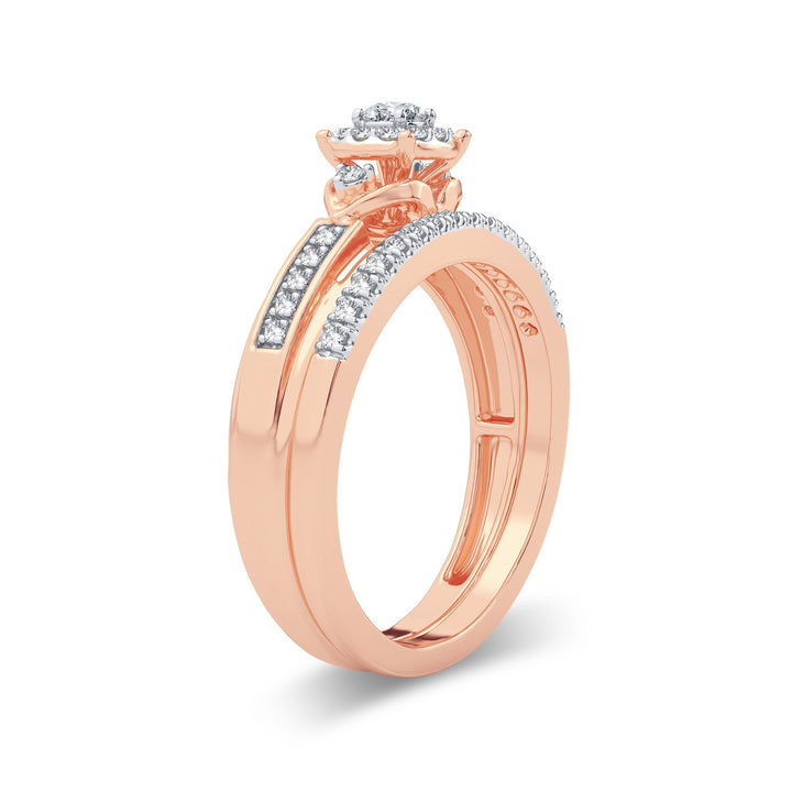 Romantic 14k Rose Gold Lab Diamond Bridal Ring (0.33CT)