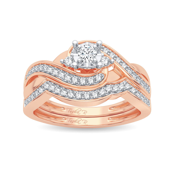 Romantic 14k Rose Gold Lab Diamond Bridal Ring (0.33CT)