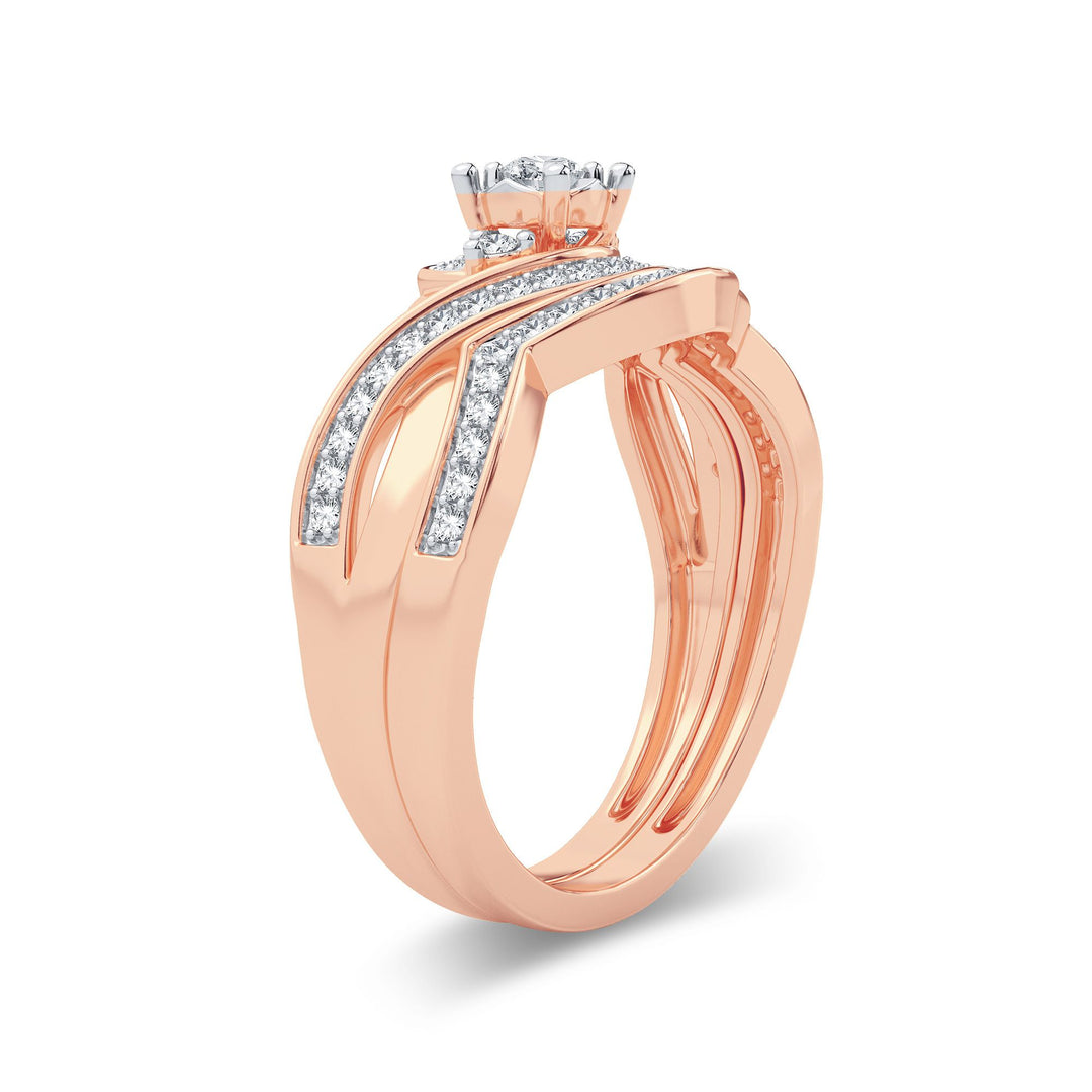 Romantic 14k Rose Gold Lab Diamond Bridal Ring (0.33CT)