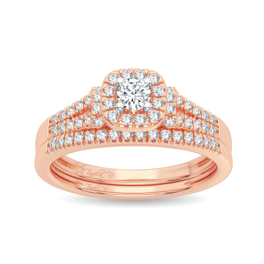 Romantic 14k Rose Gold Lab Diamond Bridal Ring