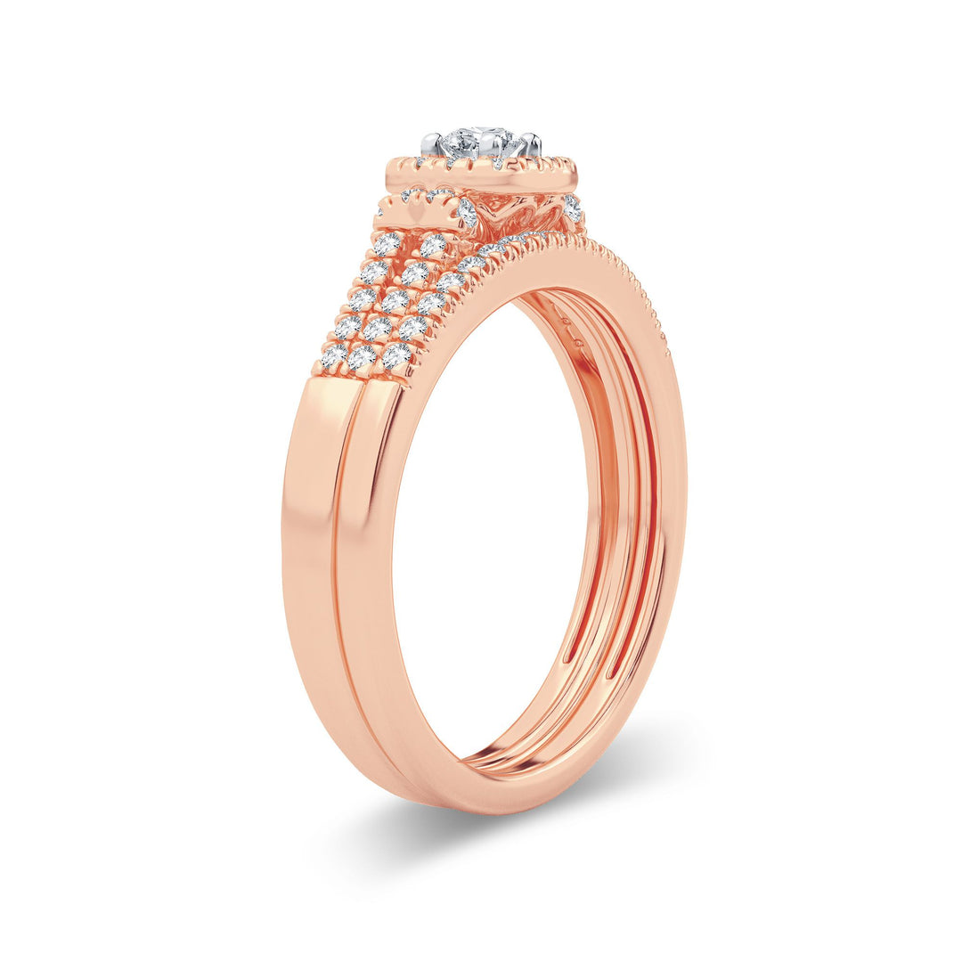 Romantic 14k Rose Gold Lab Diamond Bridal Ring