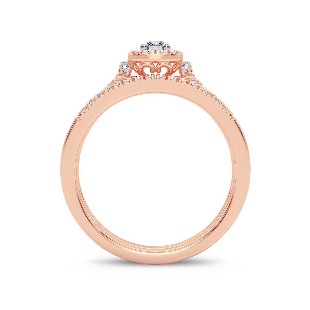 Romantic 14k Rose Gold Lab Diamond Bridal Ring