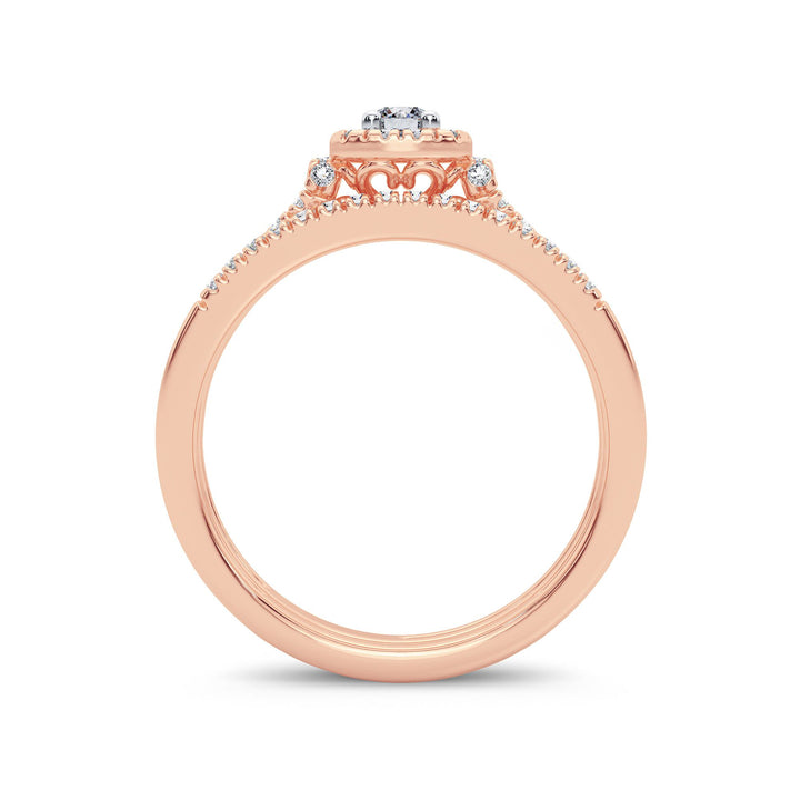 Romantic 14k Rose Gold Lab Diamond Bridal Ring