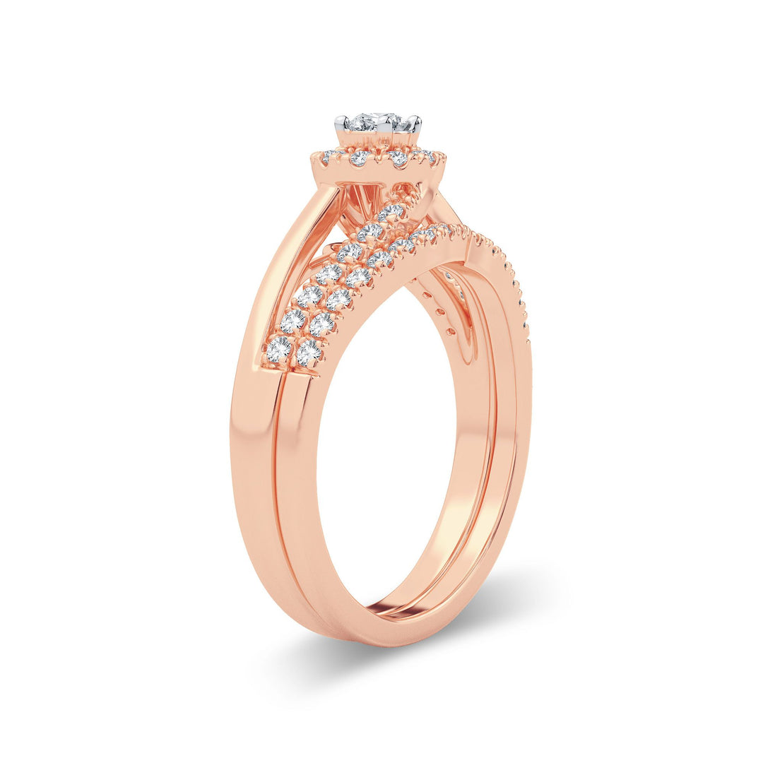 Romantic 14k Rose Gold Lab Diamond Bridal Ring (0.50CT)