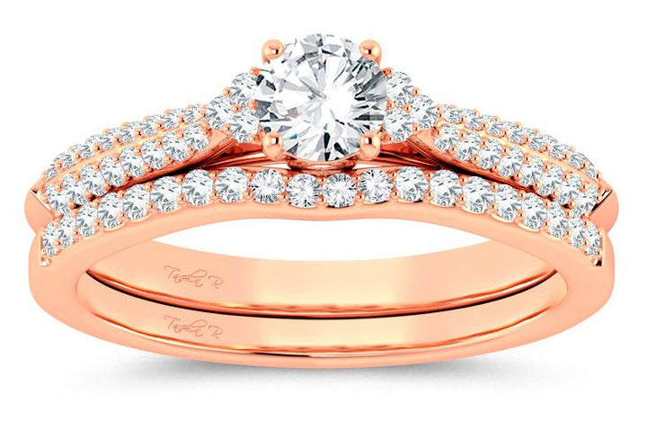 Romantic 14k Rose Gold Lab Diamond Bridal Ring (0.60ct)