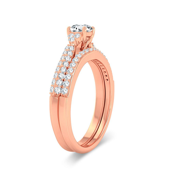 Romantic 14k Rose Gold Lab Diamond Bridal Ring (0.60ct)