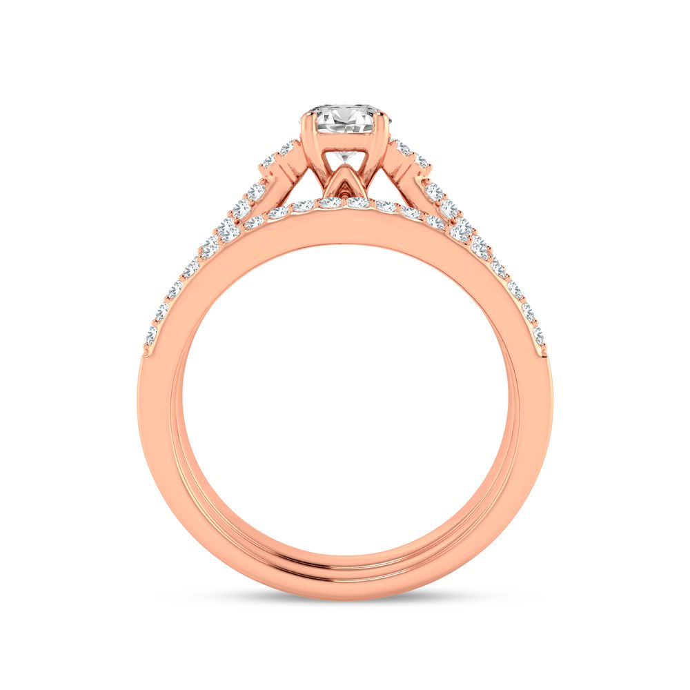 Romantic 14k Rose Gold Lab Diamond Bridal Ring (0.60ct)