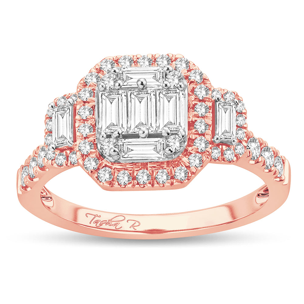 Romantic 14k Rose Gold Lab Diamond Engagement Ring 0.75Ct